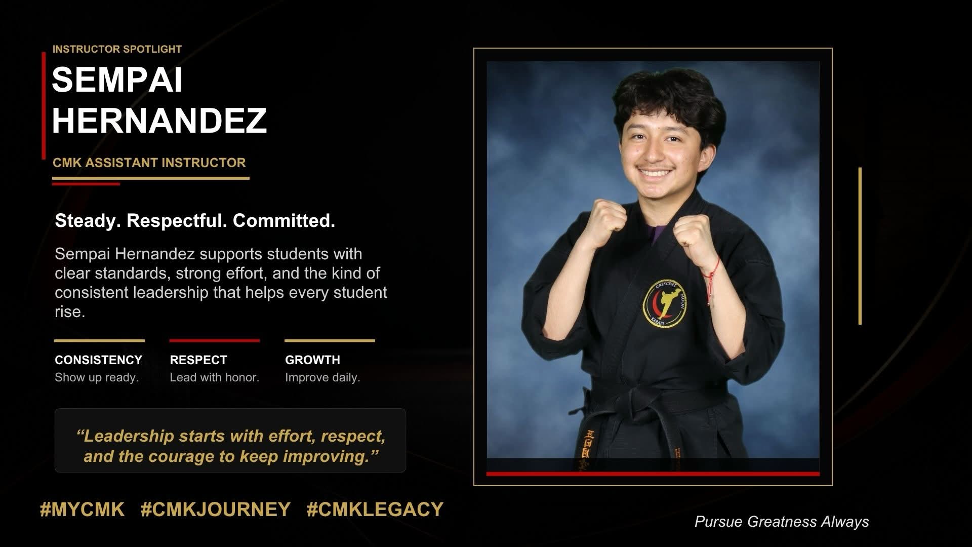 Sempai Hernandez — CMK Assistant Instructor at Crescent Moon Karate
